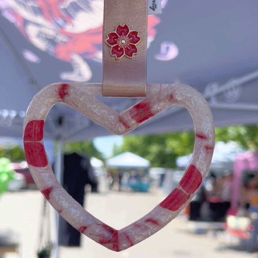 Red flower resin tsurikawa handle bus subway jdm